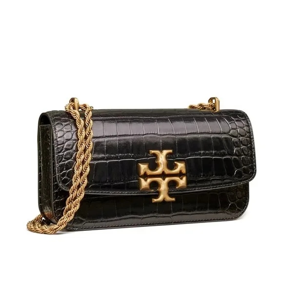 Tory Burch Black Women Eleanor Croc embossed Bag